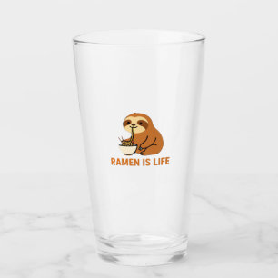 Cute Sloth Eating Ramen � Funny Noodle Lover Desig Glass