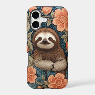Cute Sloth Elegant Floral William Morris Inspired