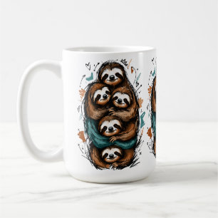 Cute Sloth Family Stack – Funny Hand-Drawn Coffee Mug