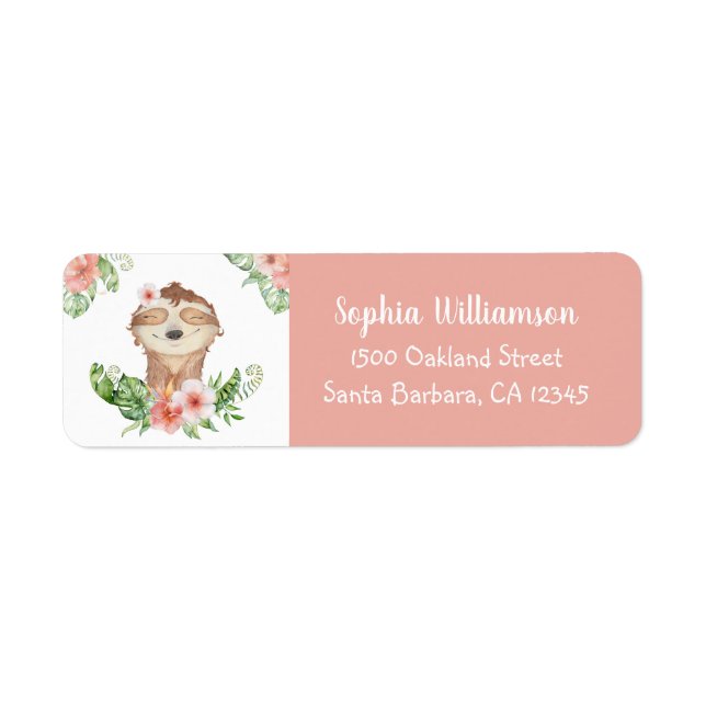 Cute Sloth Floral Birthday Blush Pink (Front)