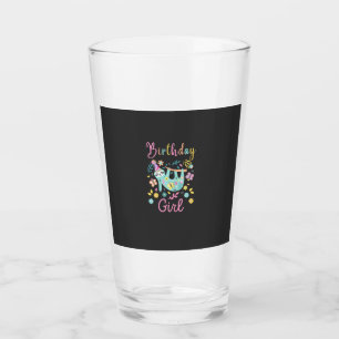 Cute Sloth Floral Girls Birthday Party T-Shirt Glass