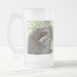 Cute Sloth Frosted Glass Beer Mug