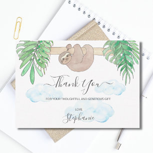 Cute Sloth Gender Neutral Baby Shower Thank You Card