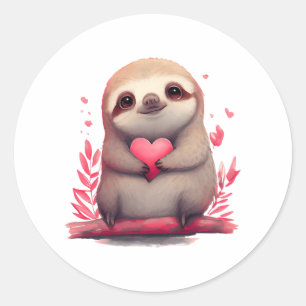 Cute Sloth Gift for Sloth lovers Colourful Art Classic Round Sticker