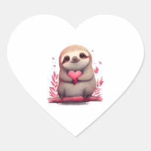 Cute Sloth Gift for Sloth lovers Colourful Art Heart Sticker