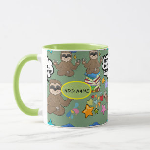 Cute Sloth Green Pattern Funny Just Do It Quote Mug
