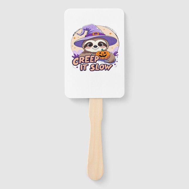 Cute Sloth Halloween Shirt � Funny Creep It Slow W Hand Fan (Front)