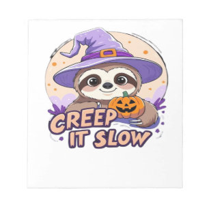 Cute Sloth Halloween Shirt � Funny Creep It Slow W Notepad