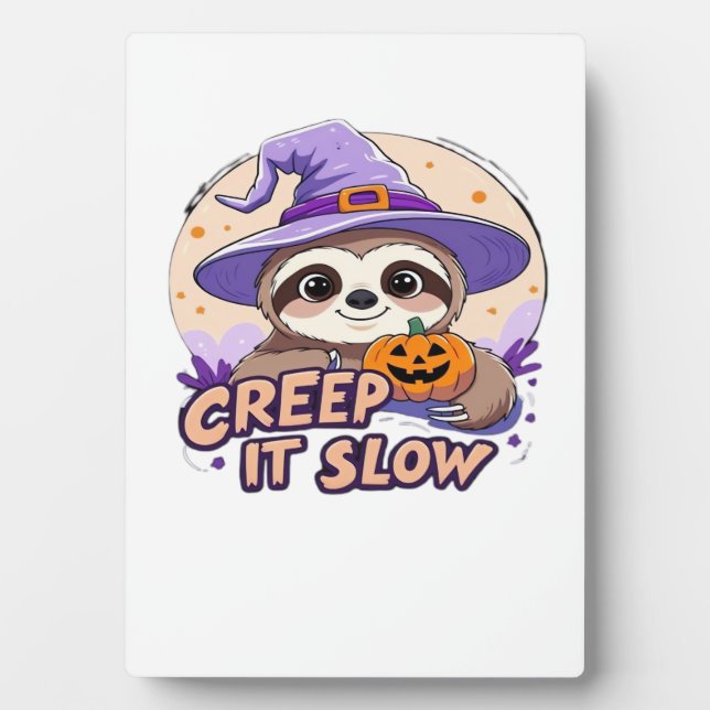 Cute Sloth Halloween Shirt � Funny Creep It Slow W Plaque (Front)