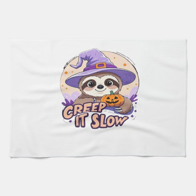 Cute Sloth Halloween Shirt � Funny Creep It Slow W Tea Towel (Horizontal)