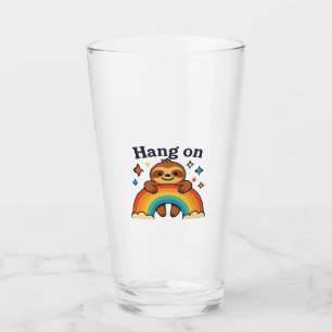 Cute Sloth �Hang On� Rainbow Positive Quote Sticke Glass