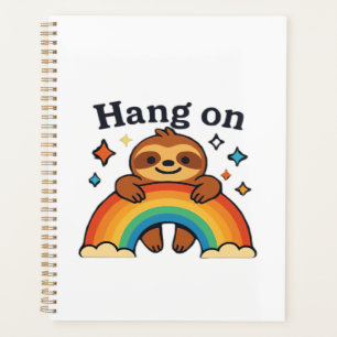 Cute Sloth �Hang On� Rainbow Positive Quote Sticke Planner