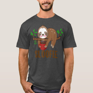 Cute Sloth Hang On Twig And Holding Coffee Mug Men T-Shirt