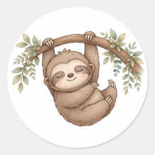 Cute Sloth Hanging Branch Sleepy Animal Sticker
