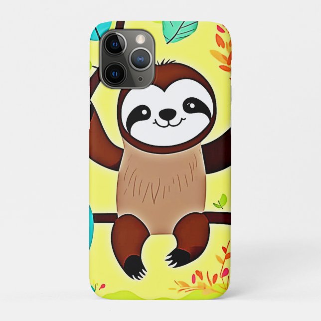 Cute Sloth Hanging on a Tree Branch Case-Mate iPhone Case (Back)