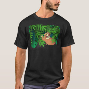 Cute Sloth Hanging Out in a Tropical Forest in Pal T-Shirt