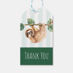 Cute Sloth Hanging Upside Down Thank You Gift Tags