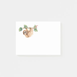 Cute Sloth Hanging Upside Down Watercolor Post-it Notes