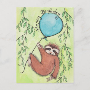 Cute Sloth Happy Birthday Postcard