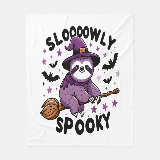 Cute Sloth Happy Halloween (2) Fleece Blanket (Front)