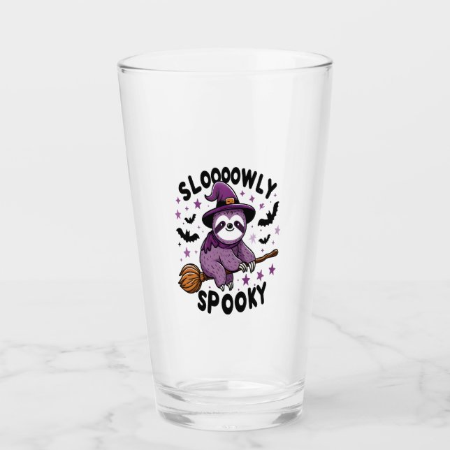 Cute Sloth Happy Halloween (2) Glass (Front)