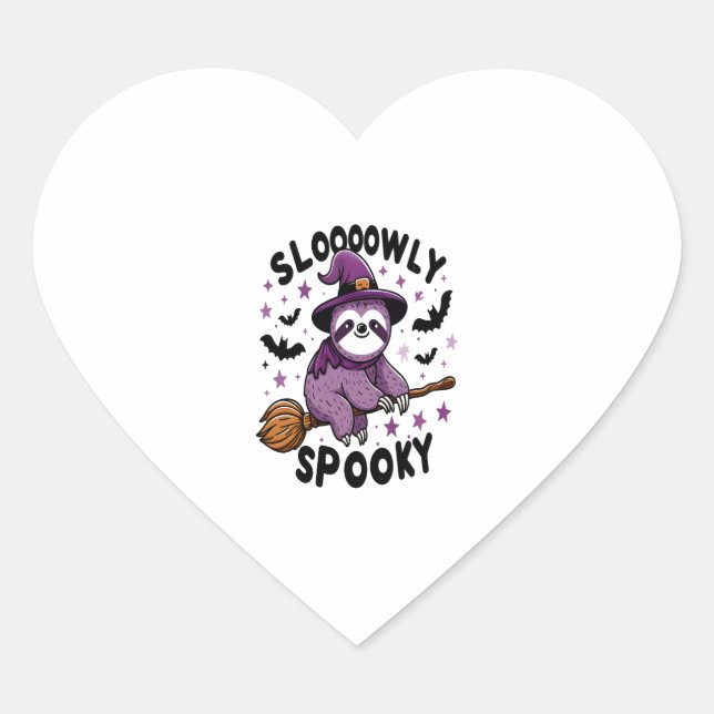 Cute Sloth Happy Halloween (2) Heart Sticker (Front)