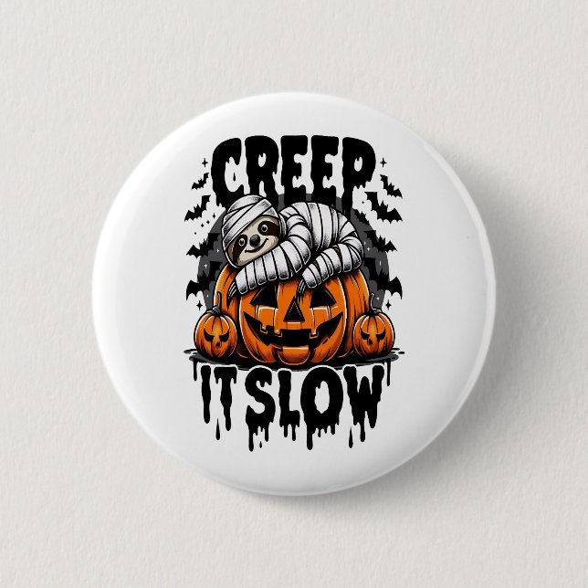 Cute Sloth Happy Halloween 6 Cm Round Badge (Front)