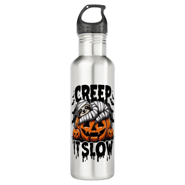 Cute Sloth Happy Halloween 710 Ml Water Bottle (Front)