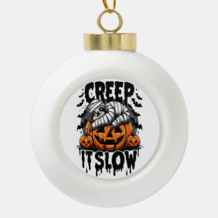 Cute Sloth Happy Halloween Ceramic Ball Christmas Ornament