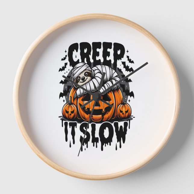 Cute Sloth Happy Halloween Clock (Front)