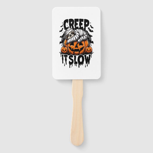 Cute Sloth Happy Halloween Hand Fan (Front)