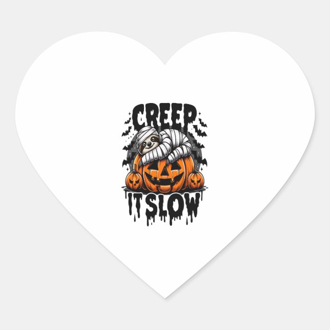 Cute Sloth Happy Halloween Heart Sticker (Front)