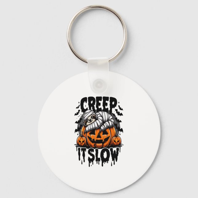 Cute Sloth Happy Halloween Key Ring (Front)