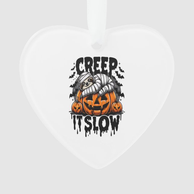 Cute Sloth Happy Halloween Ornament (Front)