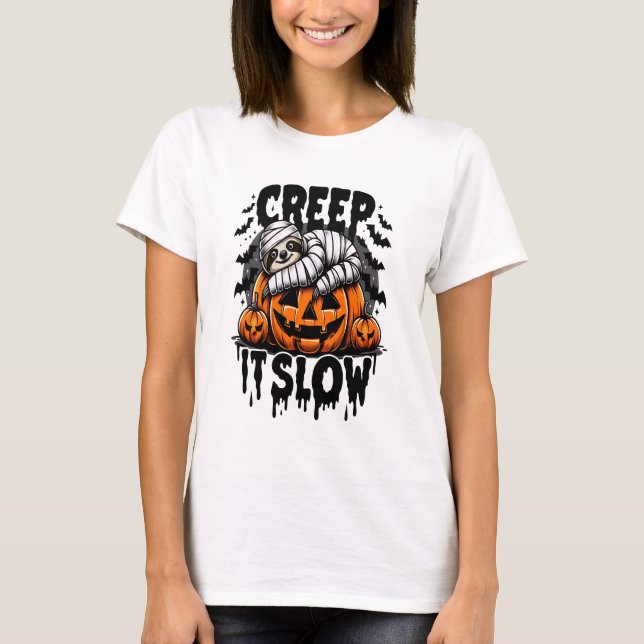 Cute Sloth Happy Halloween T-Shirt (Front)