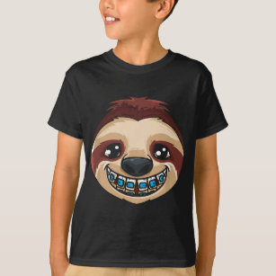 Cute Sloth Head With Dental Braces Dental Dentist  T-Shirt