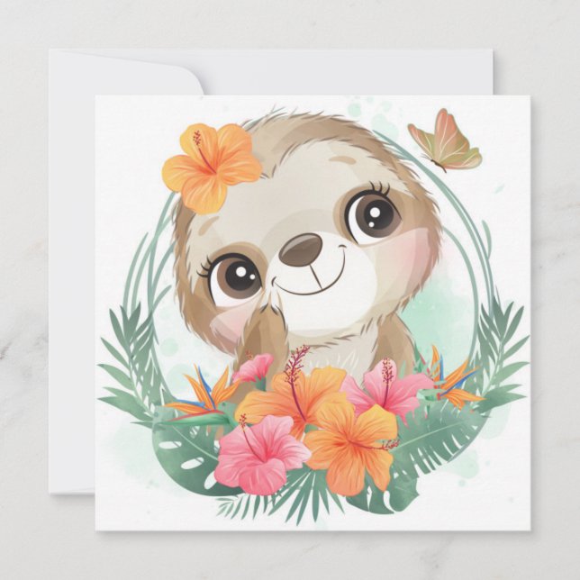 Cute Sloth Holiday Card (Front)