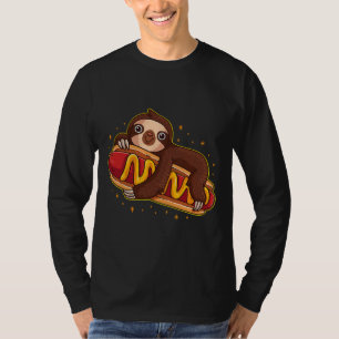 Cute Sloth Hotdog Funny Foodie Hot Dog T-Shirt