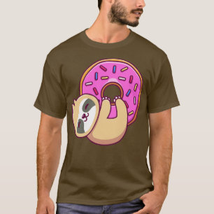 Cute Sloth Hug Big Doughnut T-Shirt