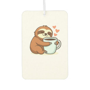Cute Sloth Hugging Big Coffee Cup Premium T-Shirt Car Air Freshener