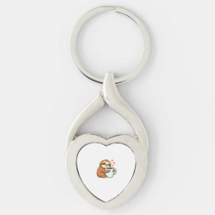 Cute Sloth Hugging Big Coffee Cup Premium T-Shirt Key Ring