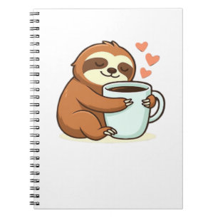 Cute Sloth Hugging Big Coffee Cup Premium T-Shirt Notebook
