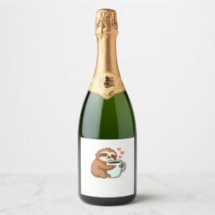 Cute Sloth Hugging Big Coffee Cup Premium T-Shirt Sparkling Wine Label