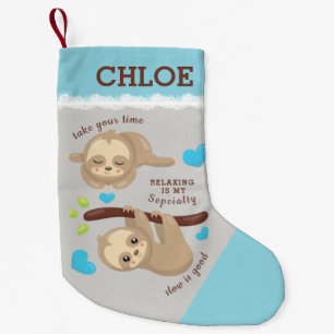 Cute Sloth Humour, Add Your Name Small Christmas Stocking