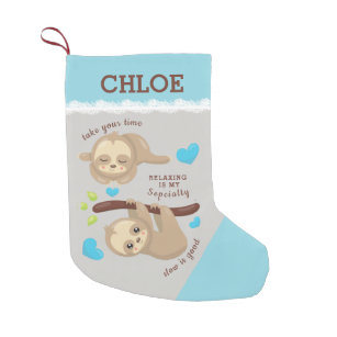 Cute Sloth Humour, Add Your Name Small Christmas Stocking