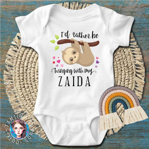 Cute Sloth I'd Rather Be Hanging with My Zaida Baby Bodysuit
