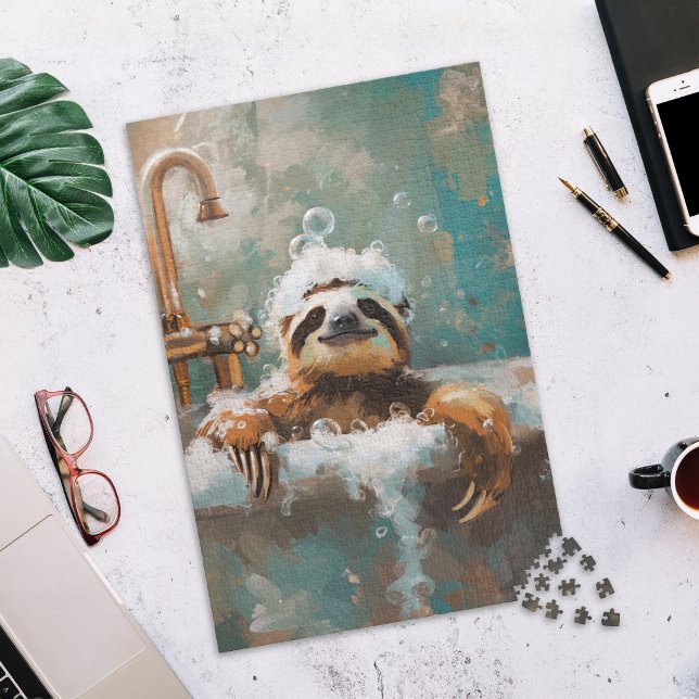 Cute Sloth in Bubble Bath Jigsaw Puzzle (Creator Uploaded)