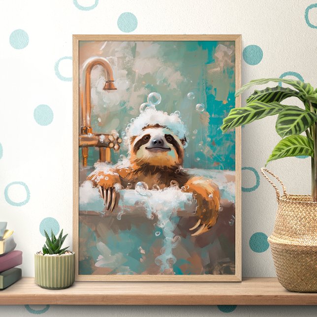 Cute Sloth in Bubble Bath Poster (Creator Uploaded)
