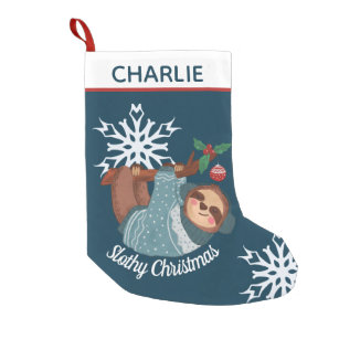 Cute Sloth in Sweater for a Slothy Christmas Small Christmas Stocking