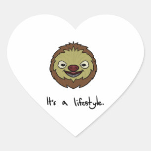 Cute Sloth Its A Lifestyle Funny Sloth Lovers Stic Heart Sticker